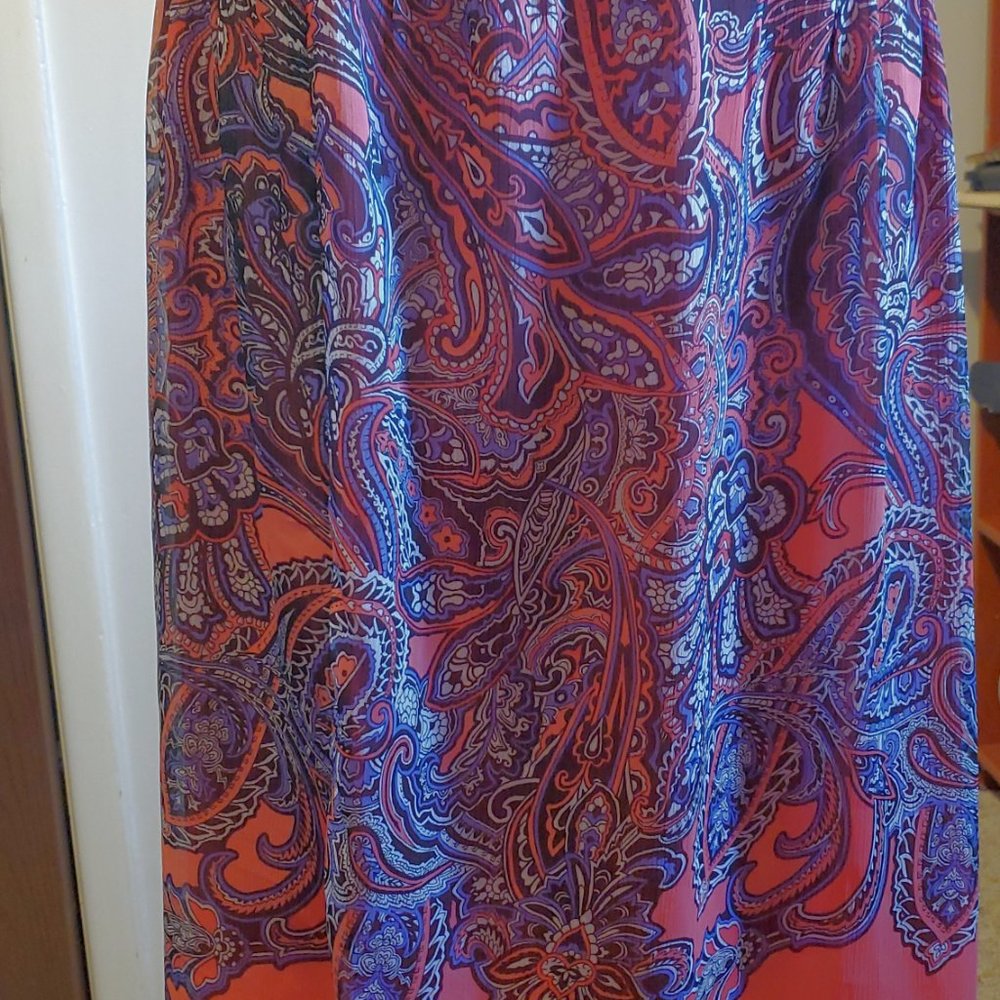 Women's Skirt Size 20 Paisley Print; A-Line; Lined; Empire Waist